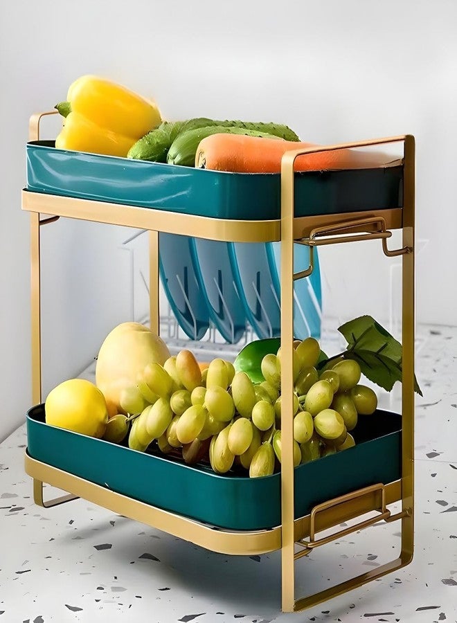 Kitwe Double Layer Coffee Mug Holder for Countertop Large Capacity Tea Cup Storage Rack, Coffee Mug Storage Organizer Shelf, Coffee Mug Stand Rack with Drain Tray for Home Kitchen - Image 1